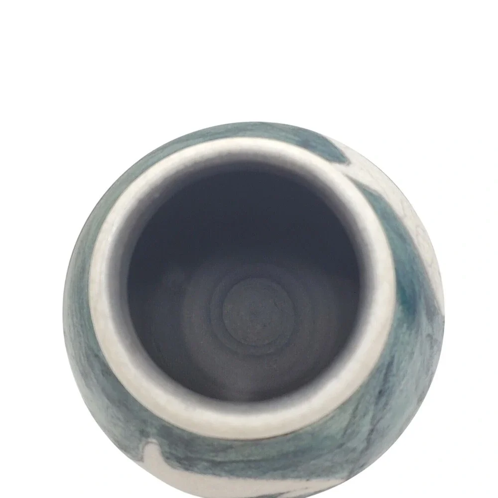 Ben Diller Raku Pottery Dolphin Vase Signed Artist Ceramic Pot Ocean Marine Life